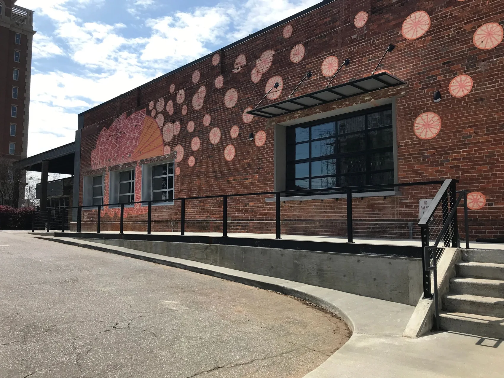 Exterior metalwork on a building shown in Wofford’s portfolio