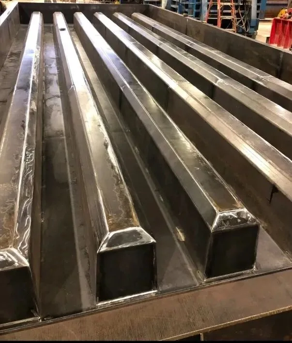 Fabricated steel members in the workshop
