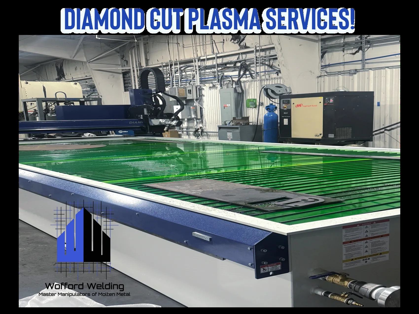 Company image of the Machitech Diamond Cut plasma table with its original promotional heading
